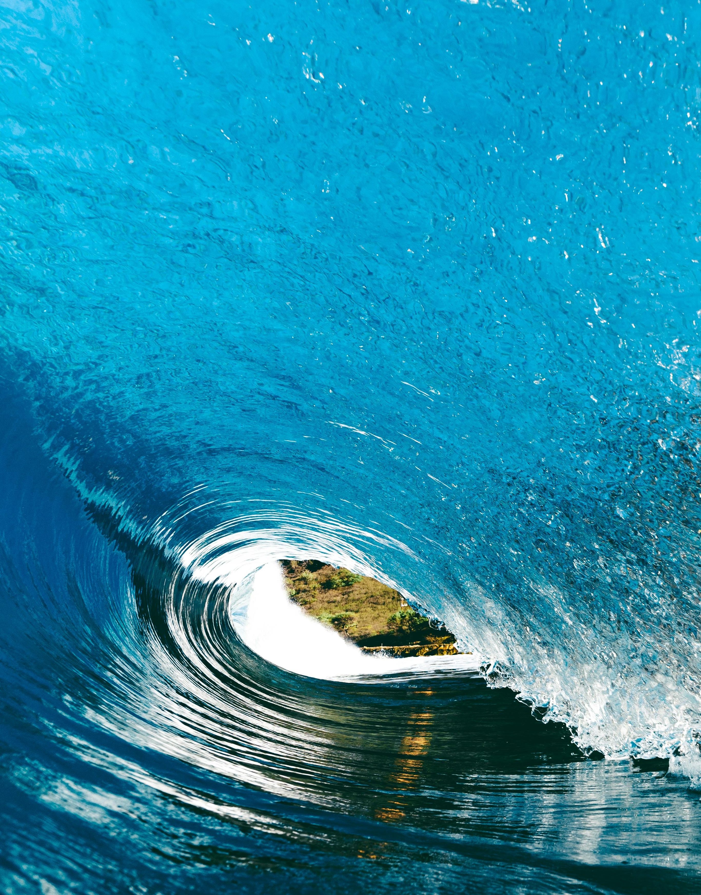 Point-of-view style barrel surfing at Padang Padang, Bali